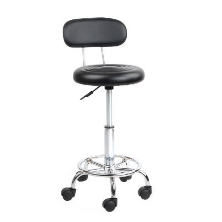 Adjustable Round Seat Salon Stool - Black