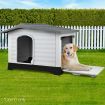 i.Pet Dog Kennel House Extra Large Outdoor Plastic Puppy Pet Cabin Shelter XL Grey