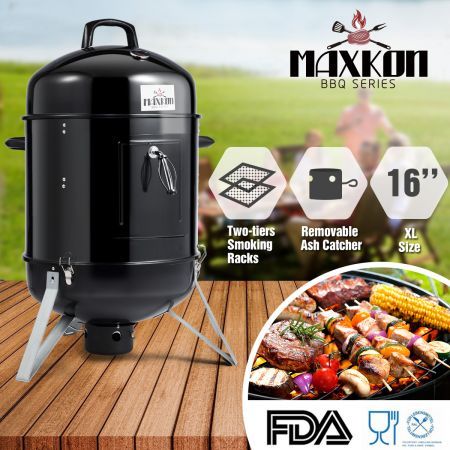 Maxkon Vertical 16" Charcoal Barrel Smoker Portable Outdoor Camping BBQ Grill