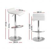 Artiss 2x Bar Stools Adjustable Gas Lift Chairs White
