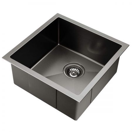 Cefito 44cm x 44cm Stainless Steel Kitchen Sink Under/Top/Flush Mount Black