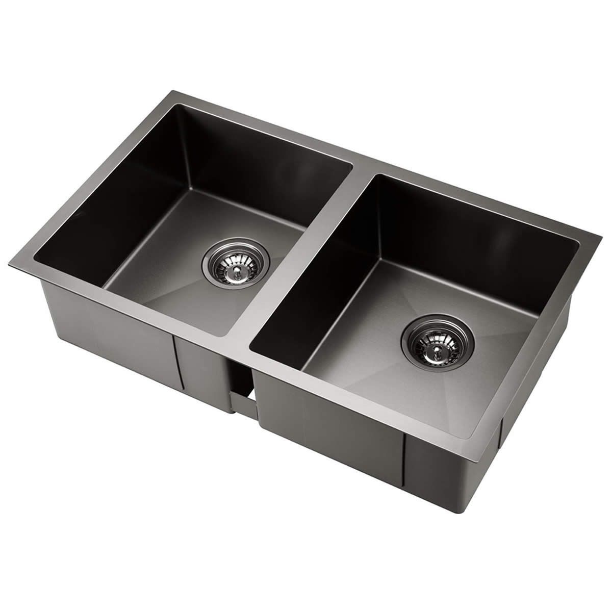 Cefito 77cm x 45cm Stainless Steel Kitchen Sink Under/Top/Flush Mount Black