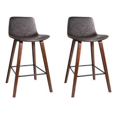 Set Of 2 Wooden Bar Stools Crazy S, Grey Leather Bar Stools With Wooden Legs