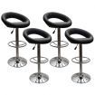 4 x PU Leather Scoop Style Bar Stool Kitchen Furniture Chairs - Black