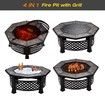 Maxkon 32" Fire Pit 4-in-1 Patio Camping Heater Fireplace Brazier w/Grill Shelf