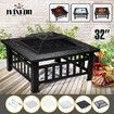 Maxkon Fire Pit 3-in-1 Fireplace Brazier Patio Camping Heater w/Grill Shelf