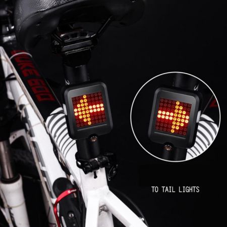 Automatic Turn Signal Bike Light USB Rechargeable Bicycle Lamp Tear Tail Lamp with 64 LED