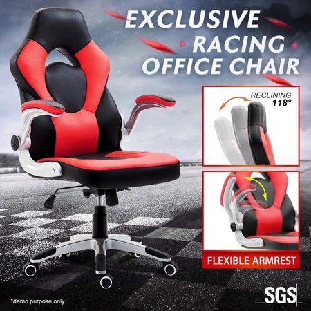 Executive Racing Gaming Desk Chair Ergonomic Pu Leather Computer Seat W Adjustable Armrest Crazy Sales