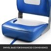 Pair of Fishing Boat Seat Extra High Back with Swivel Base Blue