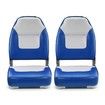 Pair of Fishing Boat Seat Extra High Back with Swivel Base Blue