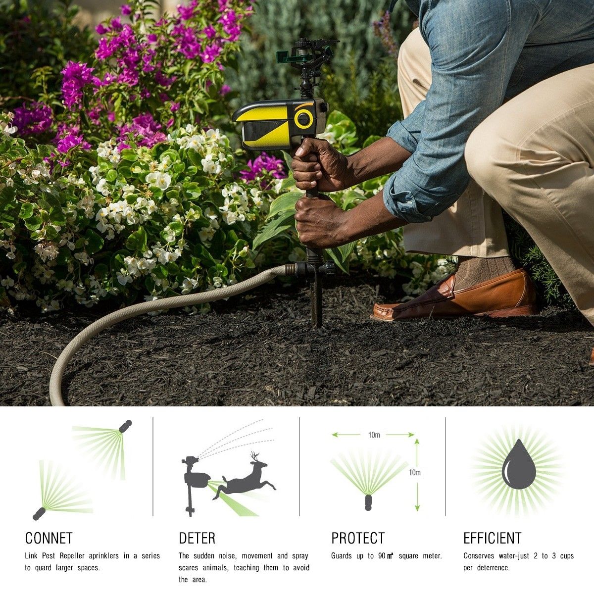 Motion Activated Sprinkler Solar Powered Pest Repeller Garden Animal