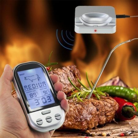 Wireless Remote Smoker Thermometer For Kitchen Food Oven Meat BBQ Cooking Grill