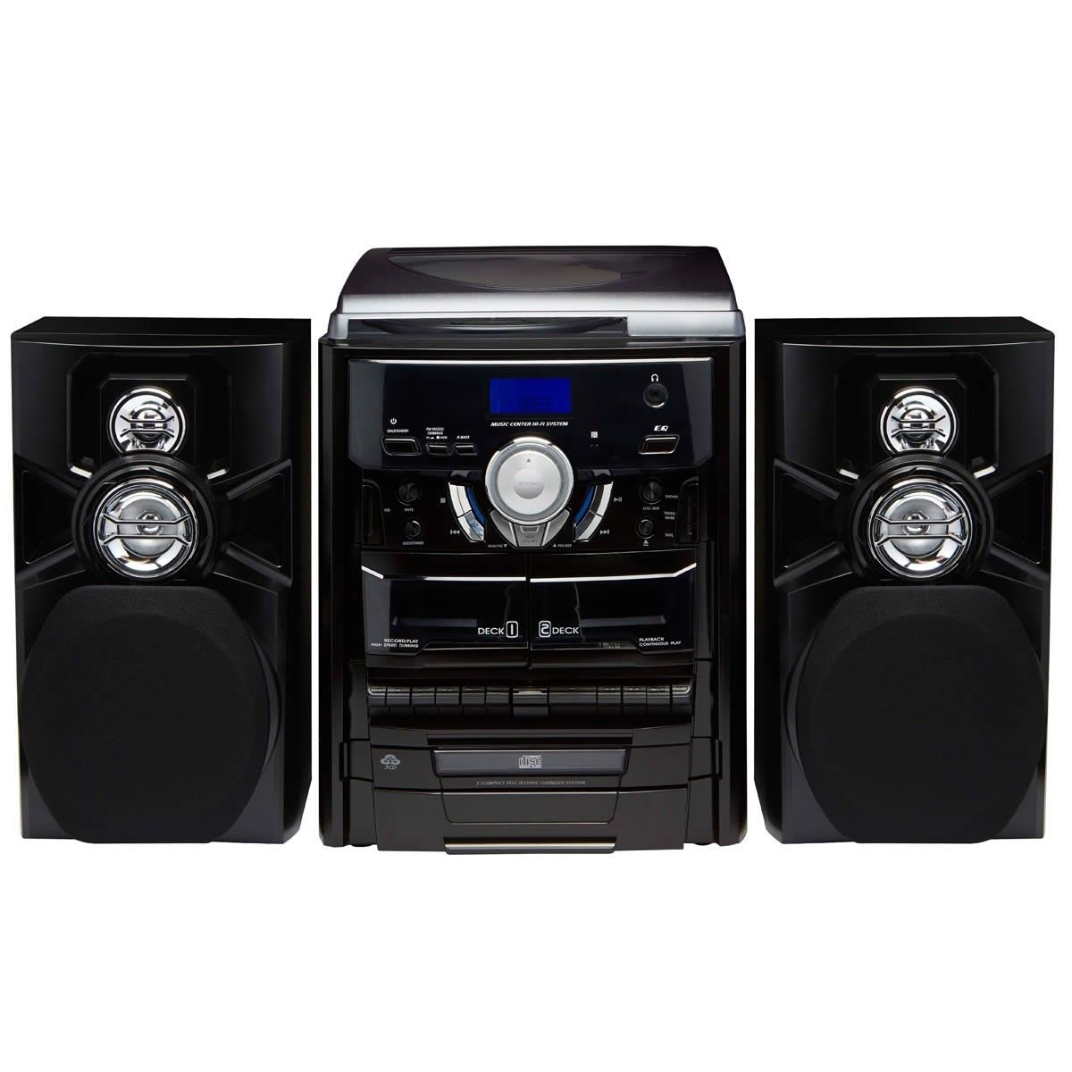 stereo system with turntable cassette and cd player