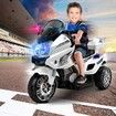 Kids Motorcycle Electric Ride on Toy Police Motorbike w/ 3 Wheels - White