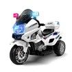 Kids Motorcycle Electric Ride on Toy Police Motorbike w/ 3 Wheels - White