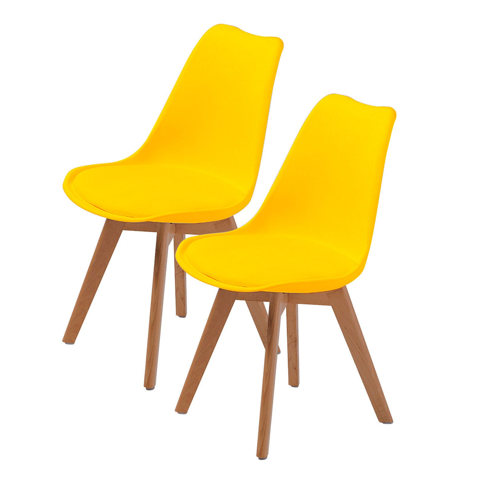 2X Retro Dining Cafe Chair Padded Seat YELLOW