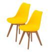 2X Retro Dining Cafe Chair Padded Seat YELLOW