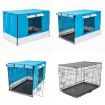 Wire Dog Cage Foldable Crate Kennel 24 inches with Tray + BLUE Cover Combo