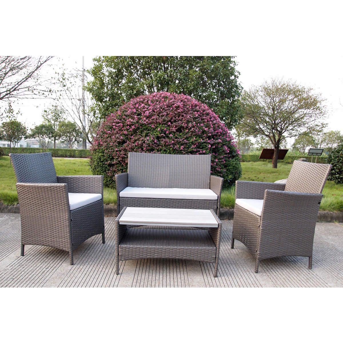 Ravello 4 Piece Rattan Sofa Set - Polywood Table | Crazy Sales