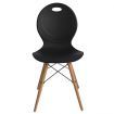 Set of 2 Trenz Dining Chair Black with Solid Natural Red Oak Legs