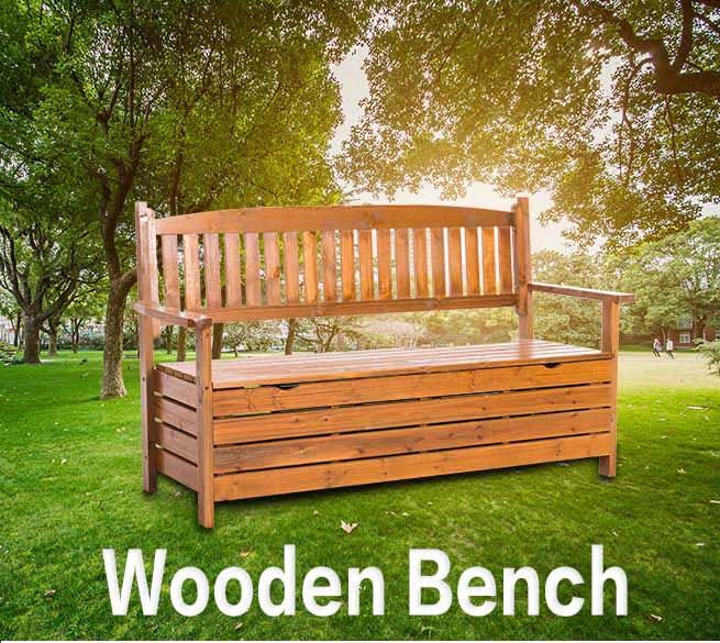 1.5M 3 Seat Wooden Outdoor Garden Storage Bench Chair Box Chest ...