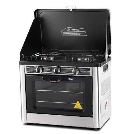 Portable Gas Oven and Stove - Silver and Black Portable Gas Oven and Stove - Silver and Black