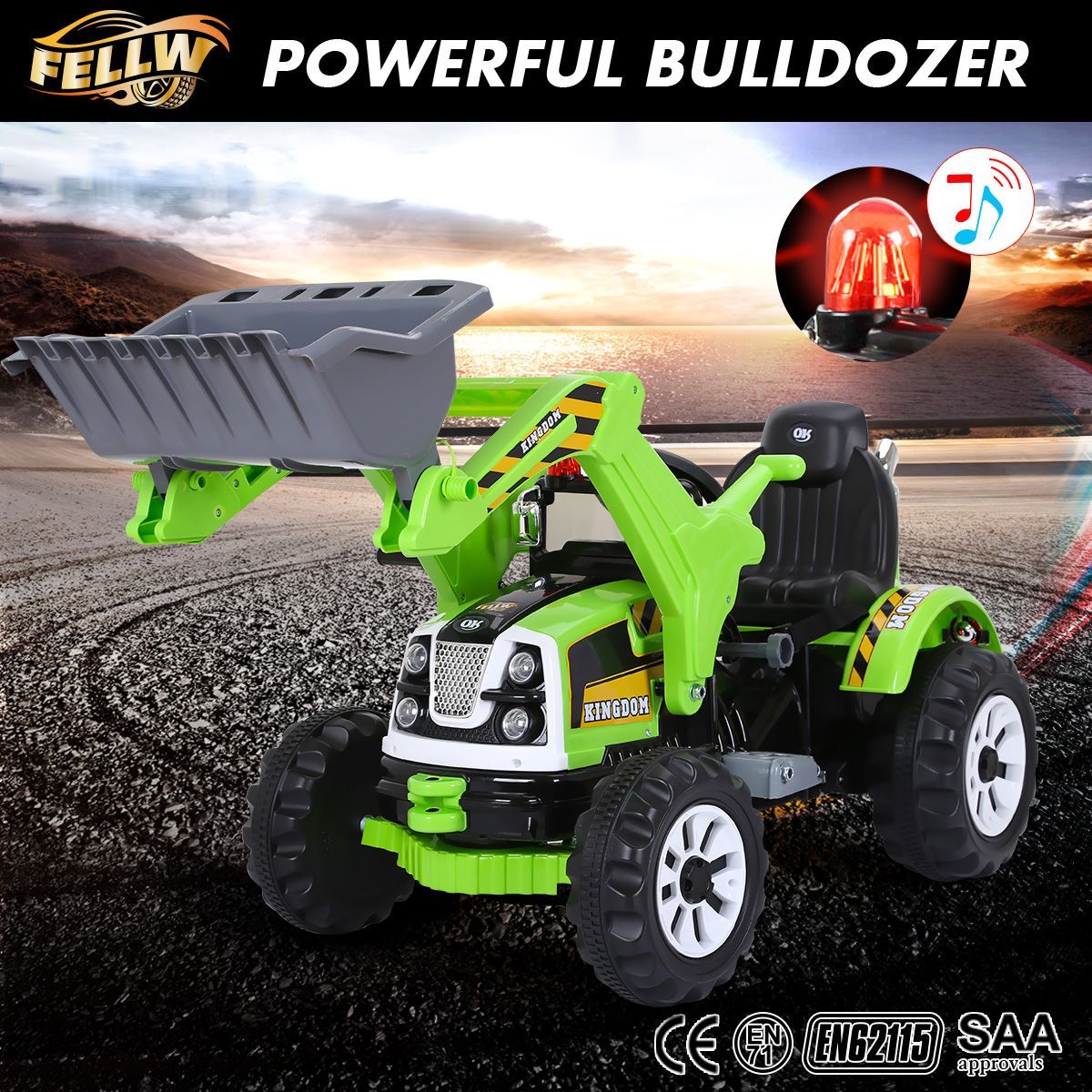Kids Ride on Toy Digger Electric Car Bulldozer Tractor Loader Green