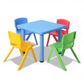 Keezi 5PCS Kids Table and Chairs Set Children Study Desk Furniture Plastic 4 Chairs
