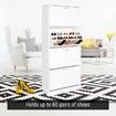 60 Pair Shoe Cabinet 4 Rack Wooden Home Footwear Storage Stand - White