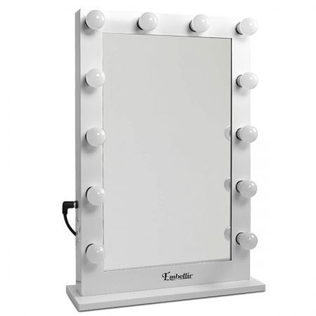 Makeup Mirror Frame with LED Lights 75x50cm - White