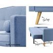 3 Seater Faux Linen Fabric Sofa - Blue