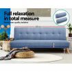 3 Seater Faux Linen Fabric Sofa - Blue