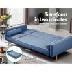 3 Seater Faux Linen Fabric Sofa - Blue