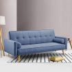 3 Seater Faux Linen Fabric Sofa - Blue