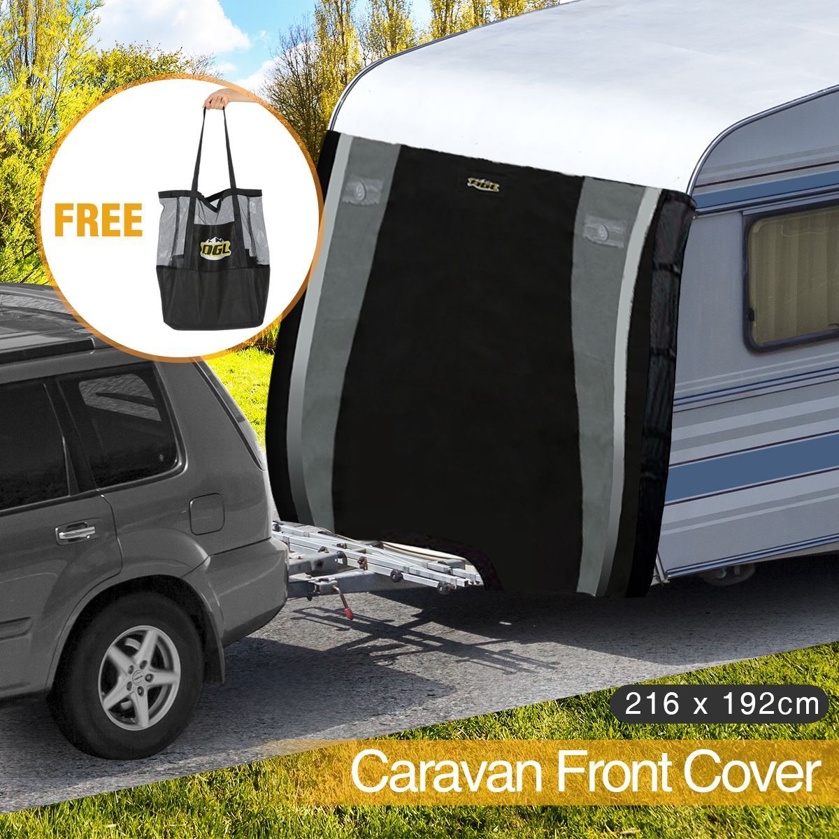 Caravan Front Cover Waterproof Towing Window Protection Universal w ...