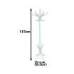 Coat Stand with 12 Hooks - Tree Style with Base Ring for Umbrellas - White