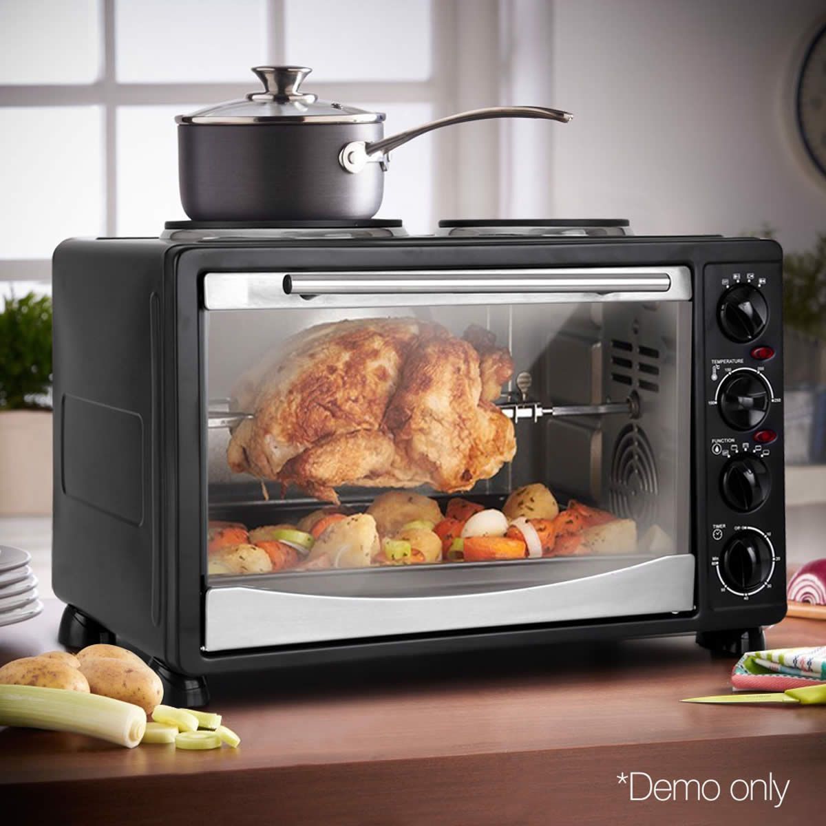 34L Portable Convection Oven - Black | Crazy Sales