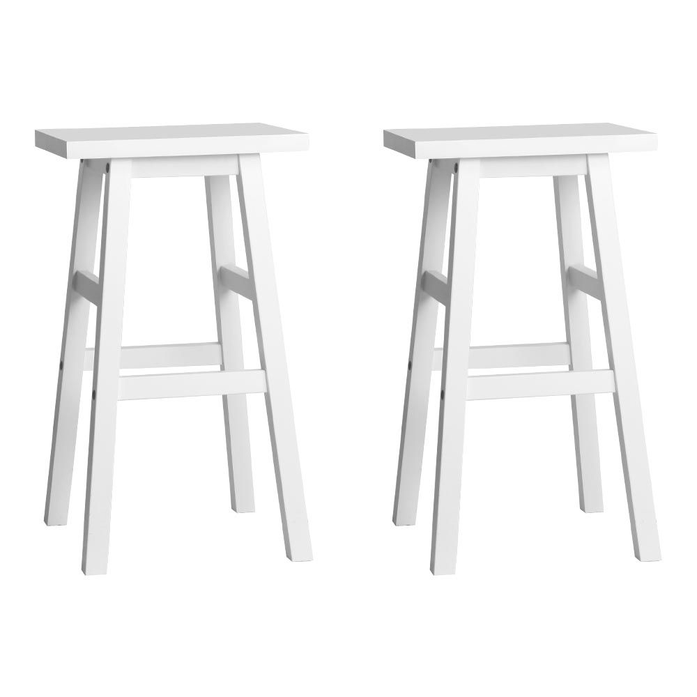 Artiss Bar Stools Kitchen Counter Stools Wooden Chairs White x2