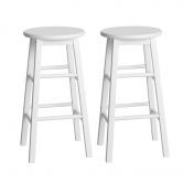 Artiss 2x Bar Stools Round Chairs Wooden White