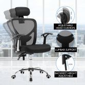 Adjustable Breathable Ergo Mesh Office Computer Chair w/ Lumbar Support - Black