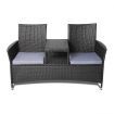 Weatherproof 2 Seater Set Bench - Black