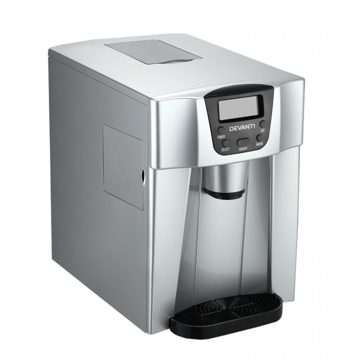 Portable Water and Ice Dispenser with LCD Digital Display Screen - Silver