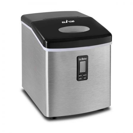 Portable Ice Cube Maker with LCD Digital Display Screen - Silver