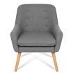 Fabric Dining Armchair with Wood Legs - Grey