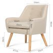 Fabric Dining Armchair with Wood Legs - Beige