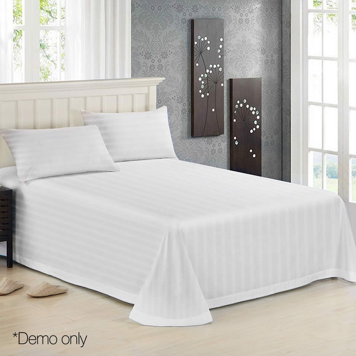 4 Piece Cotton Bed Sheet Set Double Smooth Fabric White Crazy Sales