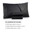 4 Piece Cotton Bed Sheet Set Double Smooth Fabric - Black