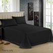 4 Piece Cotton Bed Sheet Set Double Smooth Fabric - Black
