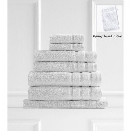 Royal Comfort Eden Egyptian Cotton 600GSM 8 Piece Luxury Bath Towels Set - White