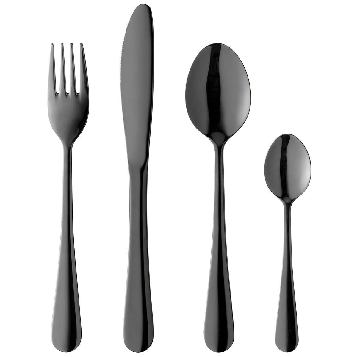 16pcs Stainless Steel Cutlery Set Black